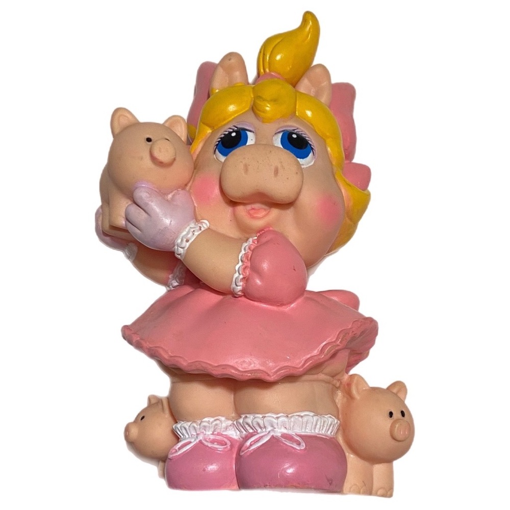1989 Henson Illco Miss Piggy Muppets Vinyl Coin Bank 9" No Cap